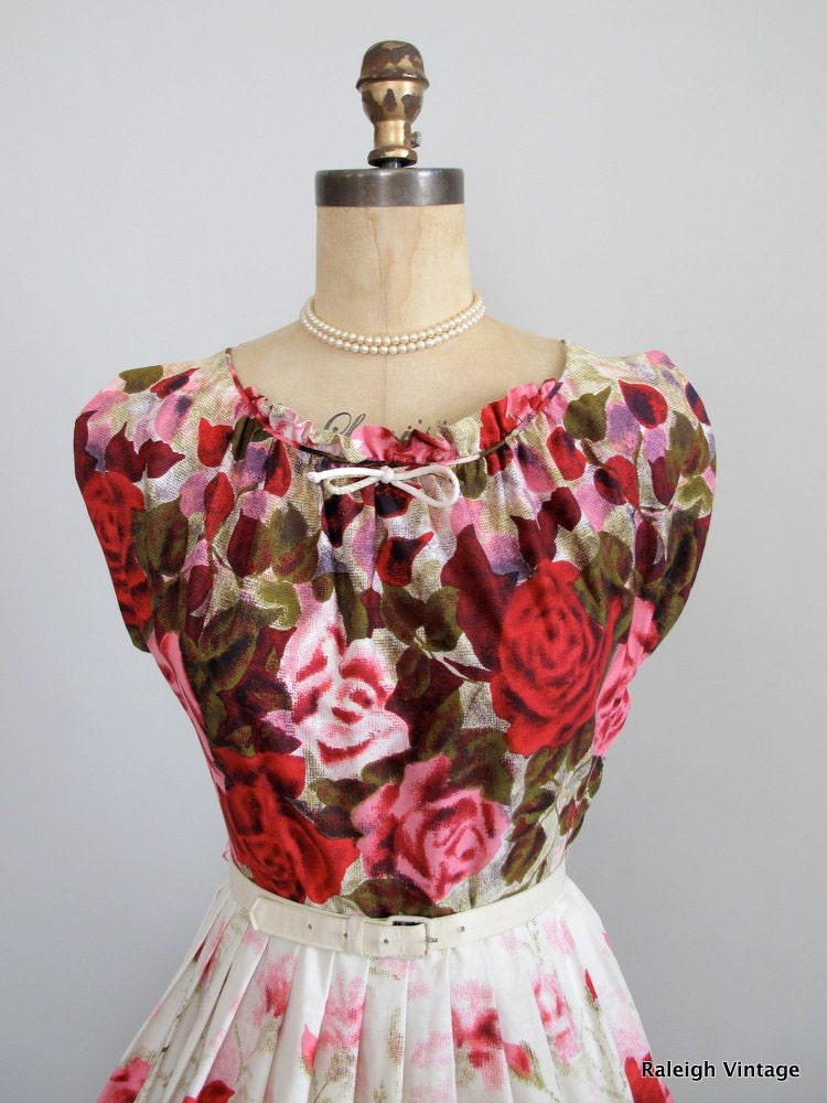 Vintage 1950s Dress : 50s Garden Party Dress