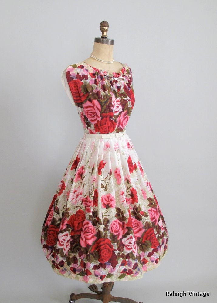 Vintage 1950s Dress : 50s Garden Party Dress