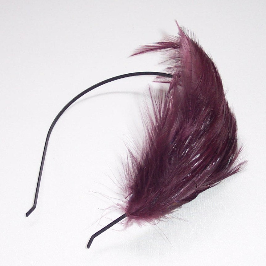 VALERIE Burgundy Wine Feather Headband