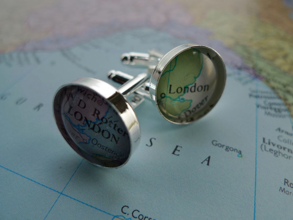 silver plated personalised map cufflinks (1pair)