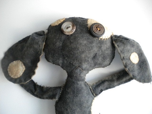 Dirty Dog SPOT - Grey PUPPY - Grungy Pup - Primitive - Folk Art - Gray - Quirky