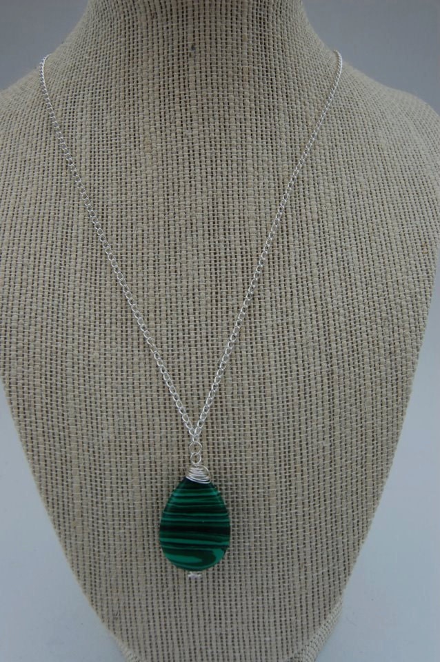 Malachite Silver Necklace Jewelry