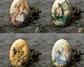 Alice in Wonderland - vintage style adjustable ring