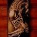 ALIEN art - woodburned home decoration