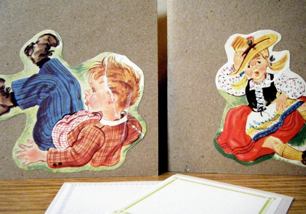 Handmade Vintage Jack and Jill Card Set
