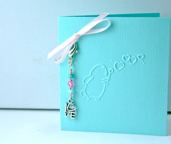Valentine Cards. Embossed I Love You Card. Sending my Love Card with Gift Charm