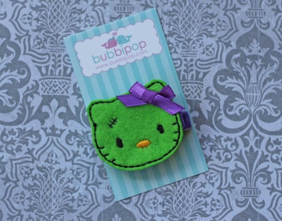 NO SLIP Hello There Zombie Kitty Felt Hair Clip