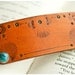 Leather barrette - Hand stamped, tooled and stained with 2 faux turquoise rivets hair clip