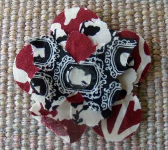 SALE Shabby Fabric Magnet with Butterfly, and Face