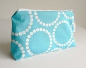 Make-up Pouch - Circles in White on Sky Blue