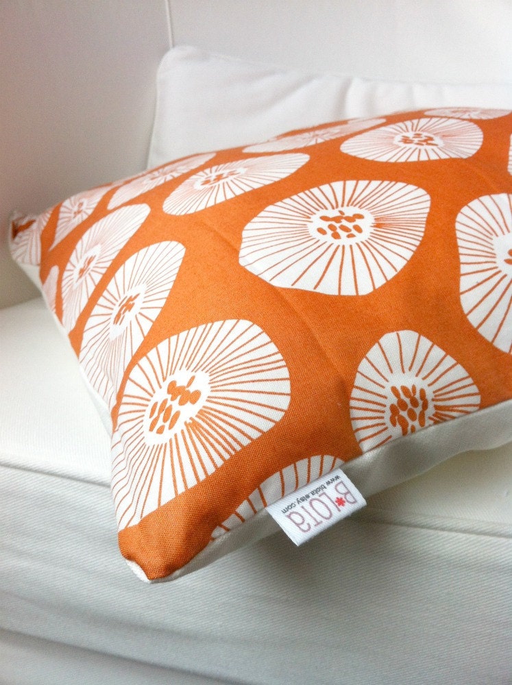 Throw Pillow Cover - White Poppies on Orange