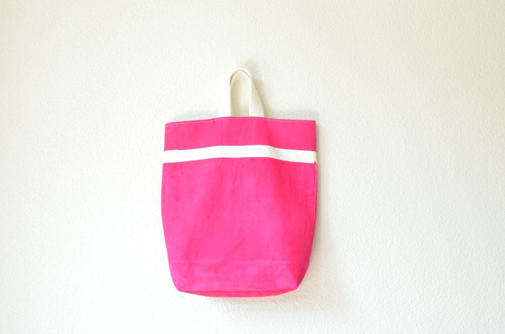 Hand Printed Fuchsia Pink Tote Bag