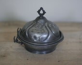 vintage tarnished butter keeper