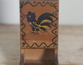 vintage wooden match holder