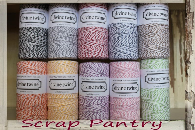 SALE - Shipping 1.99 -Divine Twine 100 total yards-Spring or Fall Colors-Black, Grey, Cherry, Blue, Brown, Orange, Yellow, Purple