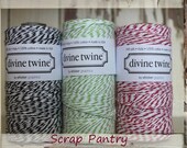 SALE - Shipping 1.99-  Bulk Lot- 75 Total yards of Baker's twine "Holiday Edition" Black, Red & Green Bakers Twine