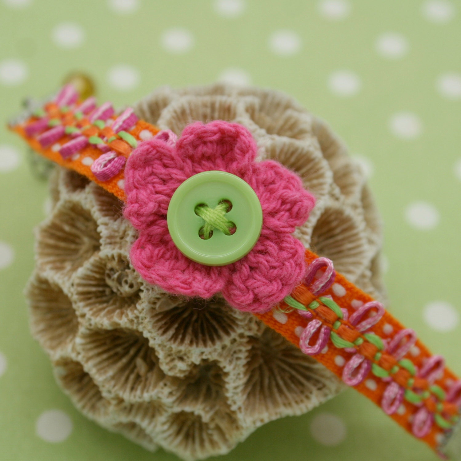 Pink flower bracelet