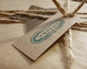 25 Teeny Tiny Itty Bitty Thanks Tags- turquoise- (great for jewelry)