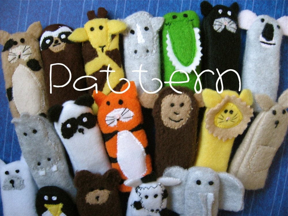 PATTERN- PDF- Zoo Pals- Furry Fingers Finger Puppets