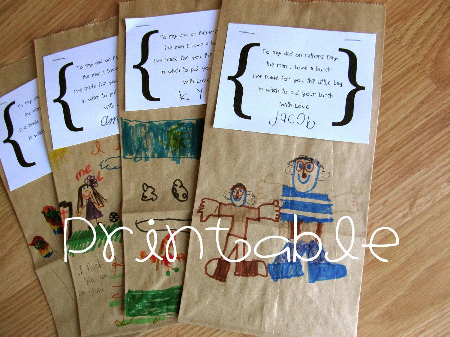 Printable- PDF- Paper Lunch Sack Poem- Father's Day Gift Idea