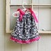 Dress, White/Black Damask Pillowcase Dress with Hot Pink Ribbon