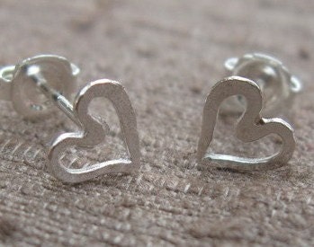 Tiny Silver Heart Studs