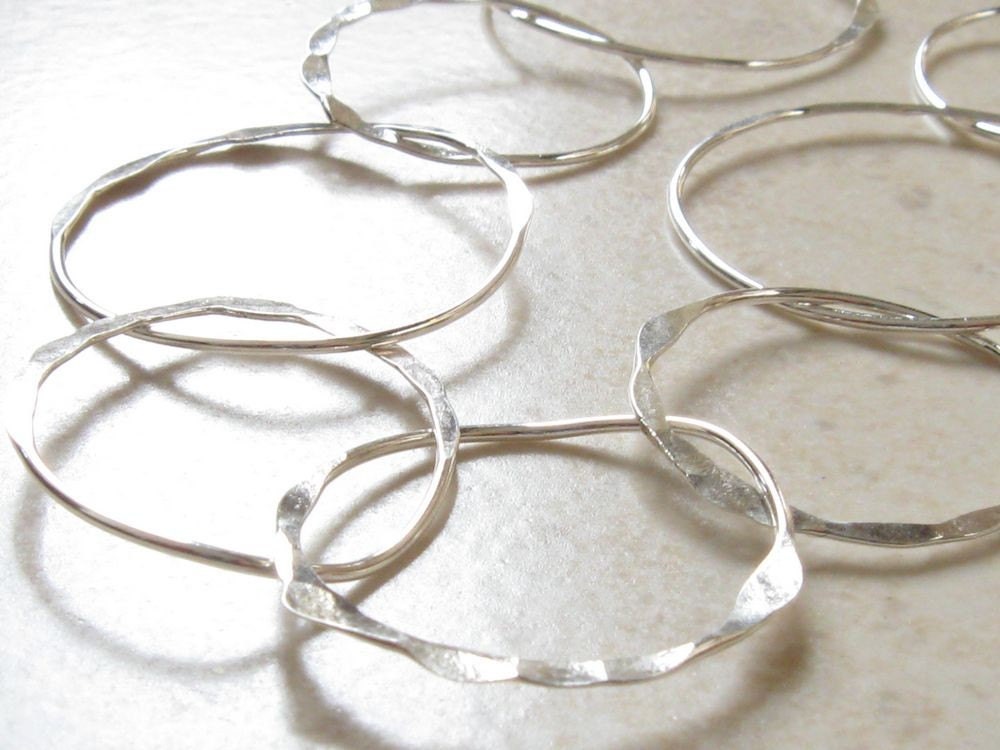 Sterling Silver Hammered Hoops Necklace