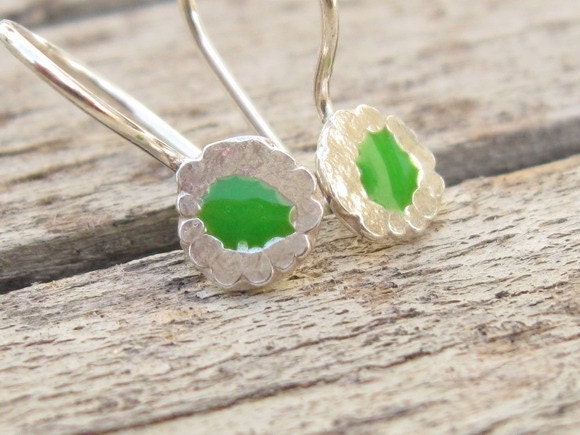 Tiny Green Earrings