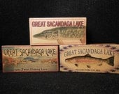 Great Sacandaga Lake New York lake house cabin lodge camp fishing lure boxes decor