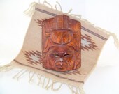 Vintage hand carved mask, totem type, wall hanging, made in Mexico, Mayan, Aztec or Inca style, 1970s, 1980s tourist trade on Etsy
