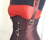 Steampunk Corset, brown underbust corset, steel boned, custom made, silk taffeta - corsetwonderland