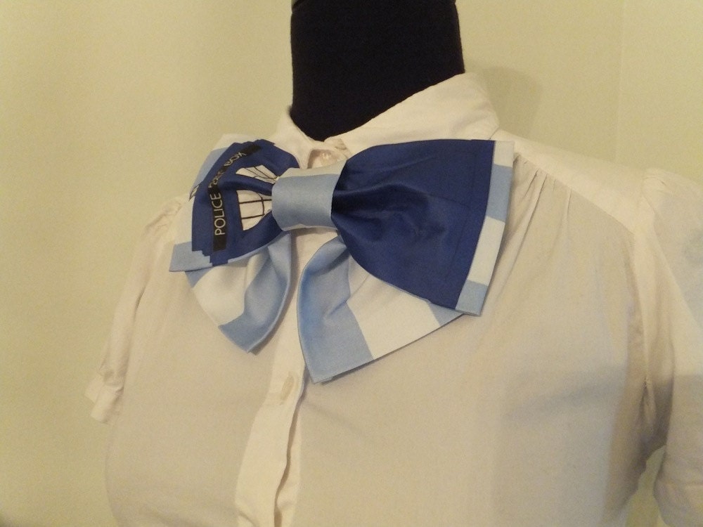 Tardis Bow Tie- Custom designed fabric, custom made