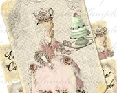 Marie Antoinette - Digital Collage Sheet -  aceo - for scrapbooking altered art aceo eat cake and drink tea