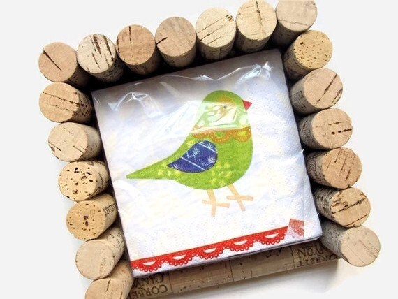 Wine Cork Napkin Holder for Cocktail Sized Napkins