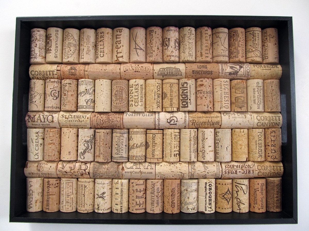 Black Wine Cork Serving Tray