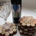 Honeycomb Wine Cork Coaster-Wrapped in Brown Ribbon-Set of Four Housewarming, Wedding, Hostess Gift, Summer Entertaining, Eco Friendly