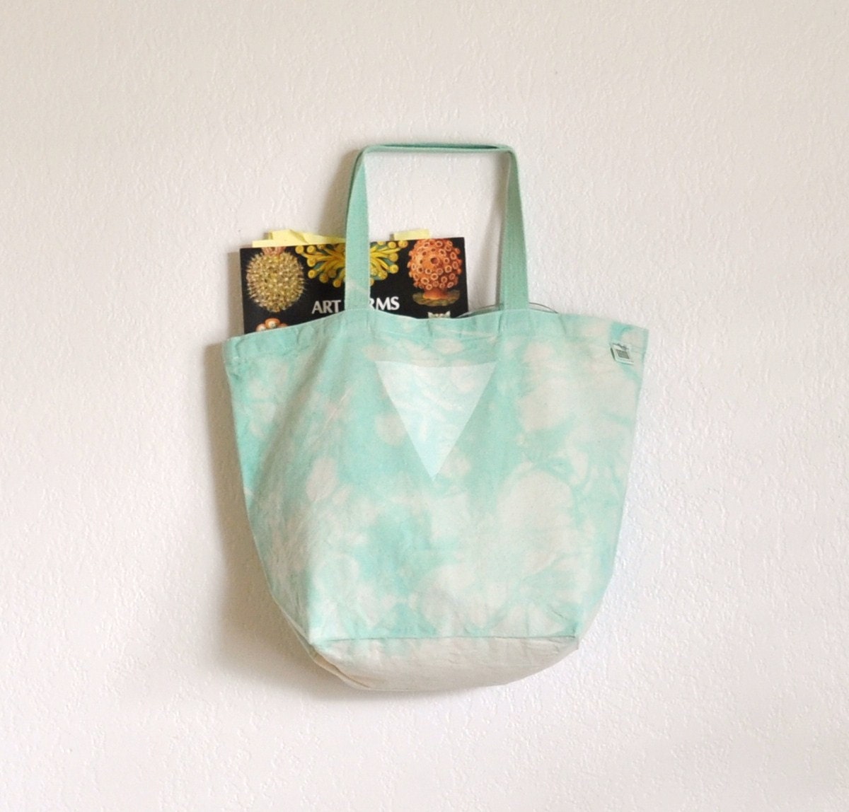 Mint Marbled Triangle Print Eco Friendly Canvas Giant Tote