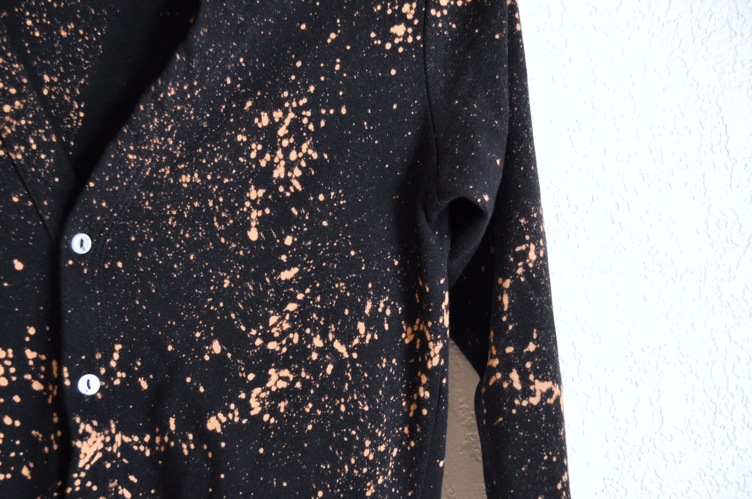 Hand Painted Celestial Dust Black Cardigan Sweater