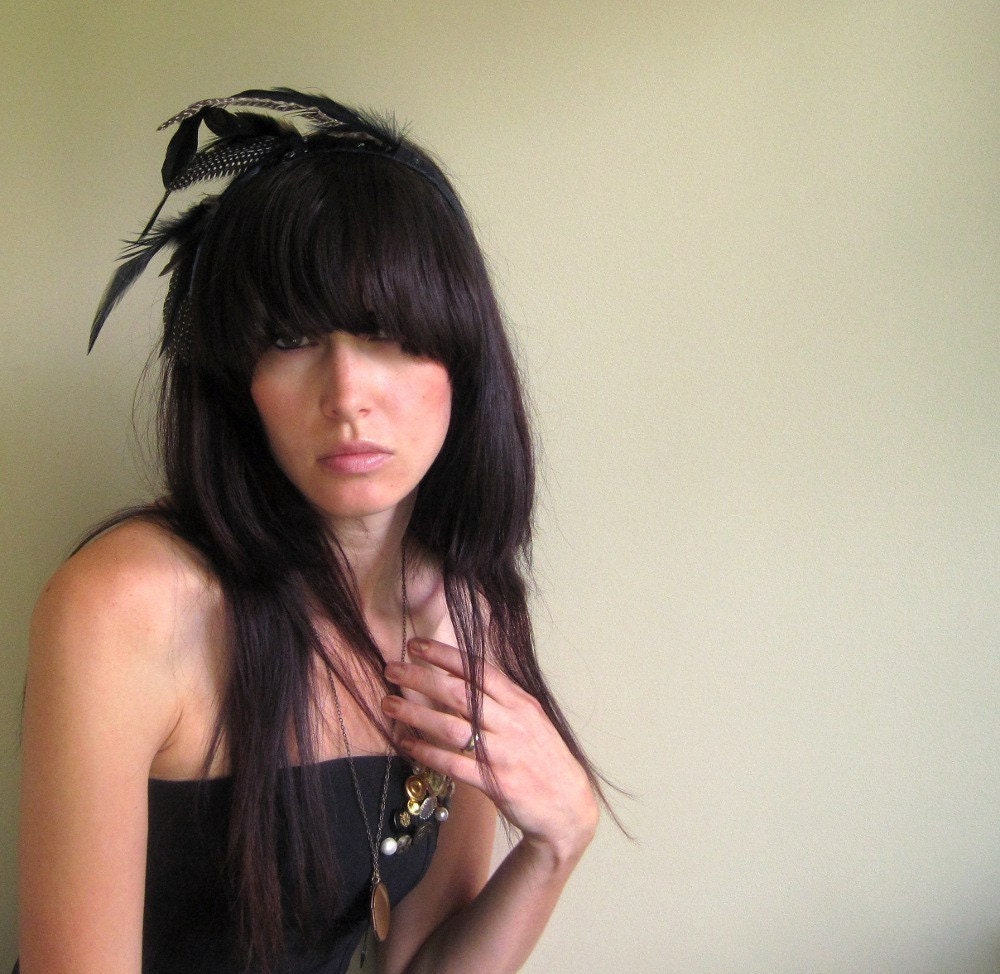 Crown of Love VI - Black feathered headpiece - captured wild