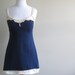 Seafarer tunic - nautical style tank top with navy blue and sand white cotton jersey - small