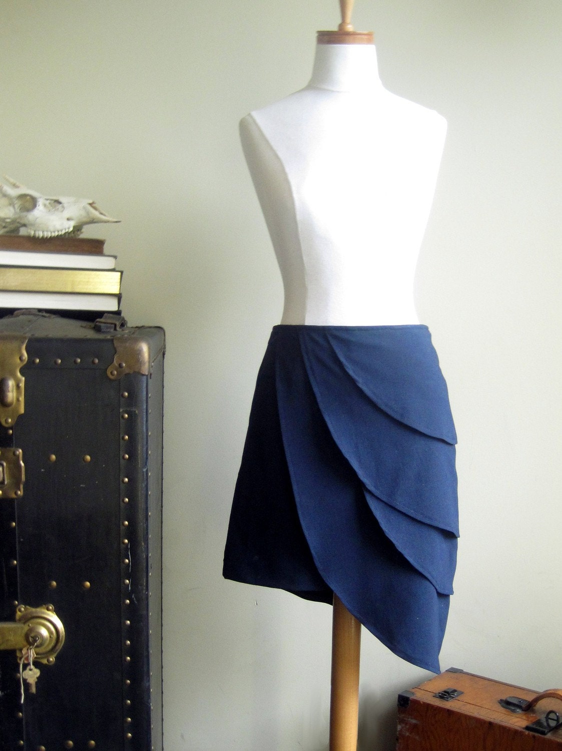 Dire situations skirted - Blue origami petal skirt - small medium large