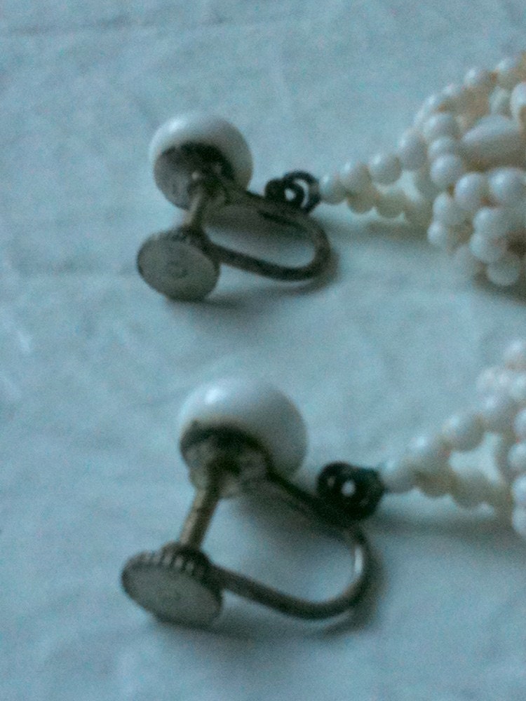 Vintage 20s White Beaded Earrings