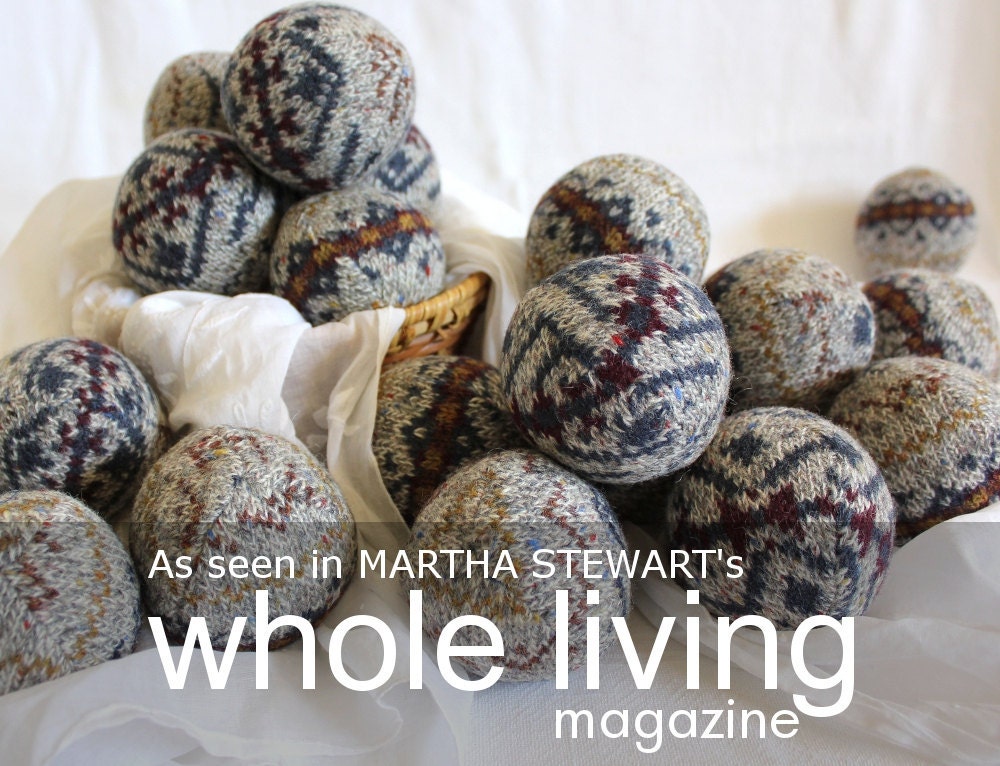 Wool Dryer Balls, Set of 3 from Repurposed Holiday Sweaters, Winter