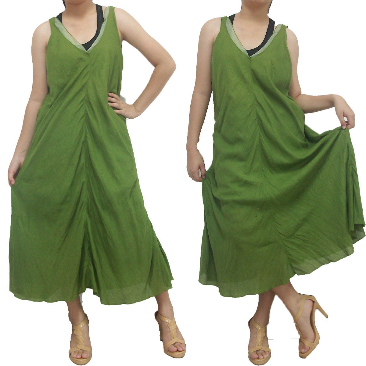 SALE 30% off - Green  Simply LOng Dress size L-XL