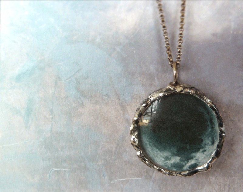 Full Moon Necklace. Sterling Silver Chain. Phases of the Moon. Double Sided. Moon Jewelry. Large Pendant
