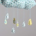 Raindrops keep falling on my head - cloud fabric mobile in baby blue, lemon yellow, and a touch of grass green