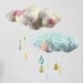 Petite Fabric Cloud Mobile - "Raindrops keep falling on my head" in snowy white, sunny yellow, pale candy pink and gray