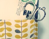 Linen Yellow Leaves Wall Pocket / Organizer