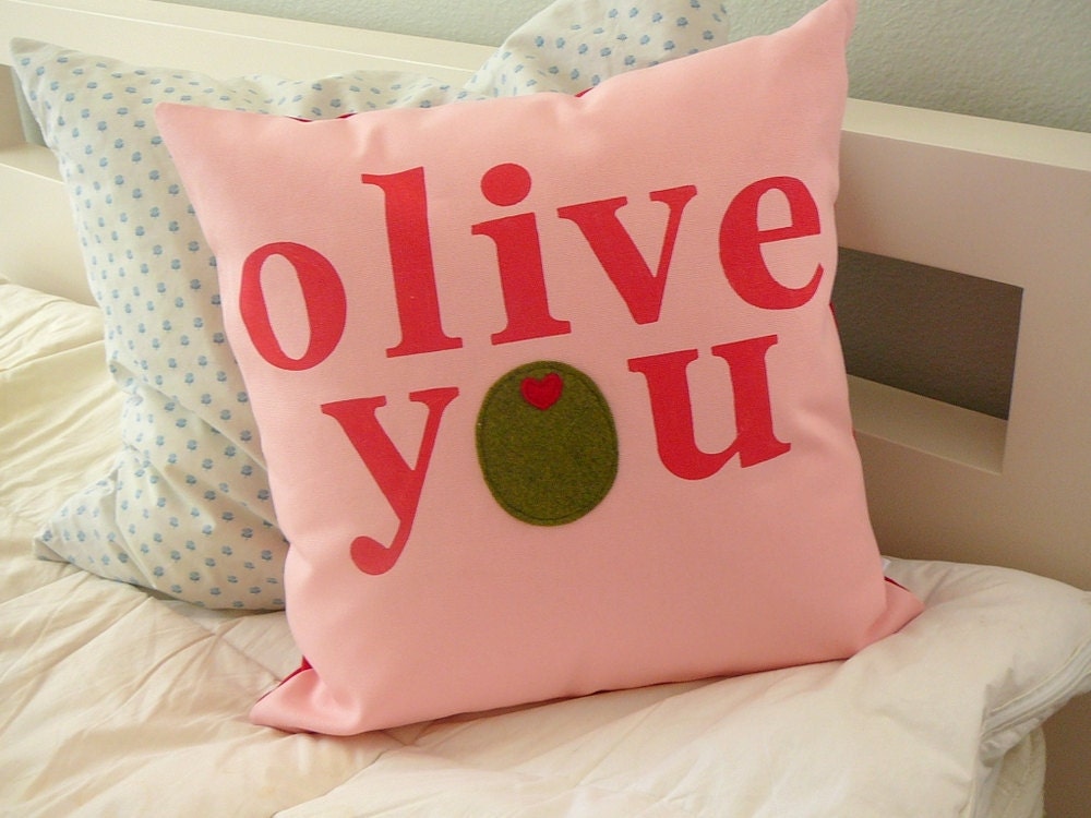 Olive You - in Blush  - Pillow Cover