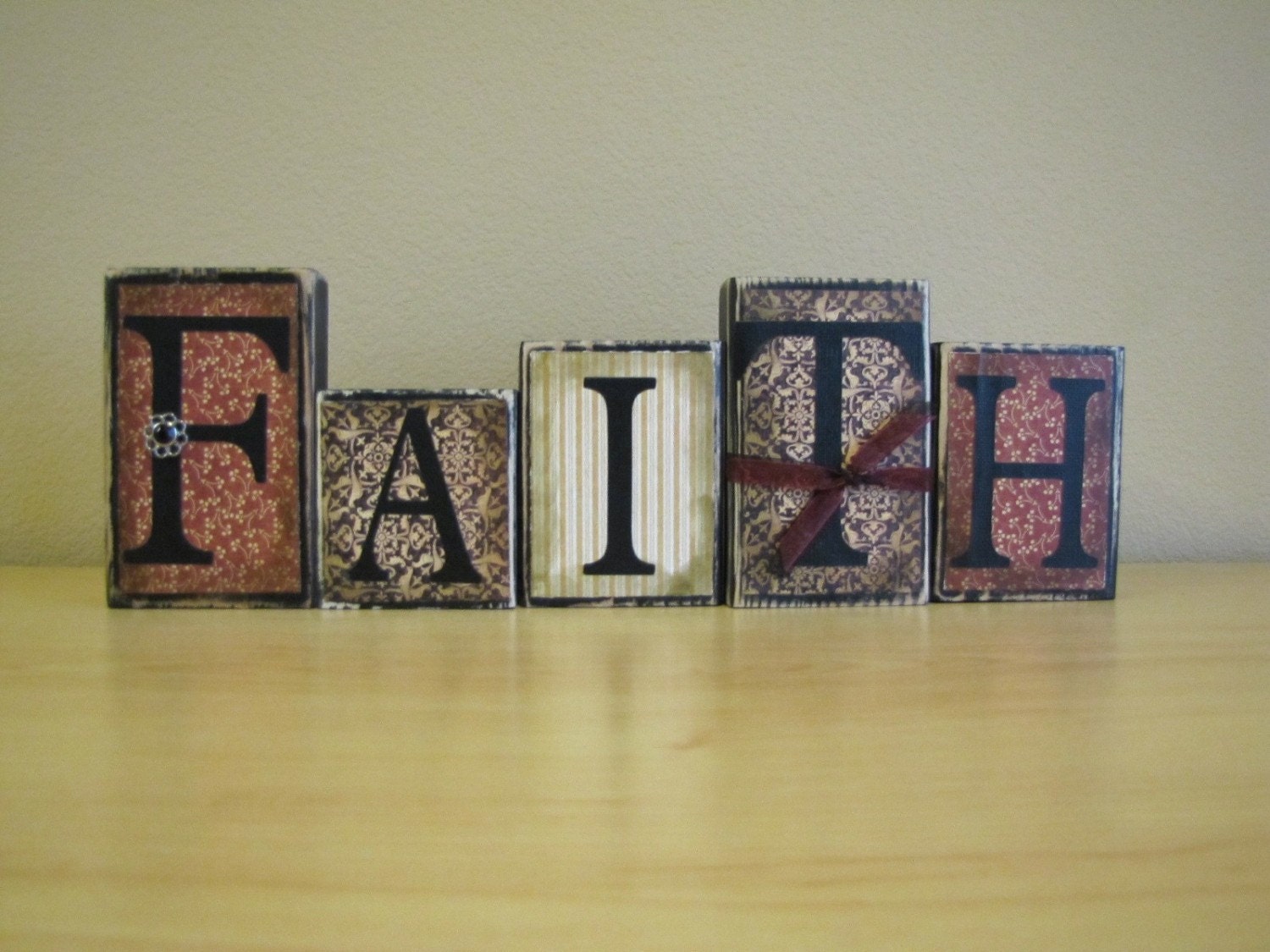Faith Word Blocks Home Decor Religious Sign